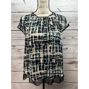 Simply Vera Vera‎ Wang small short sleeve black/tan/white blouse - 3074